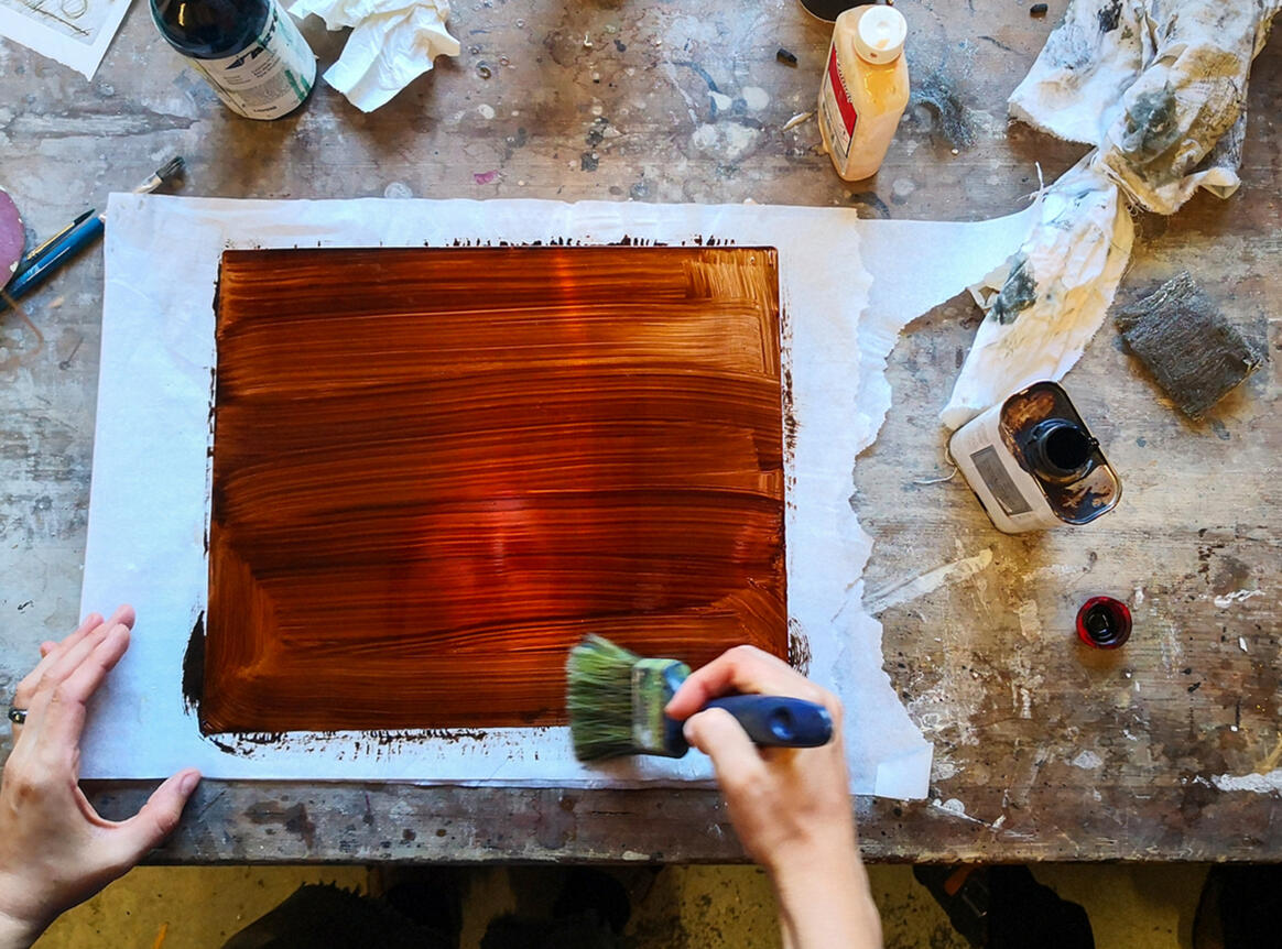 Hard ground on kobber plate Hårdgrund på kobberplade